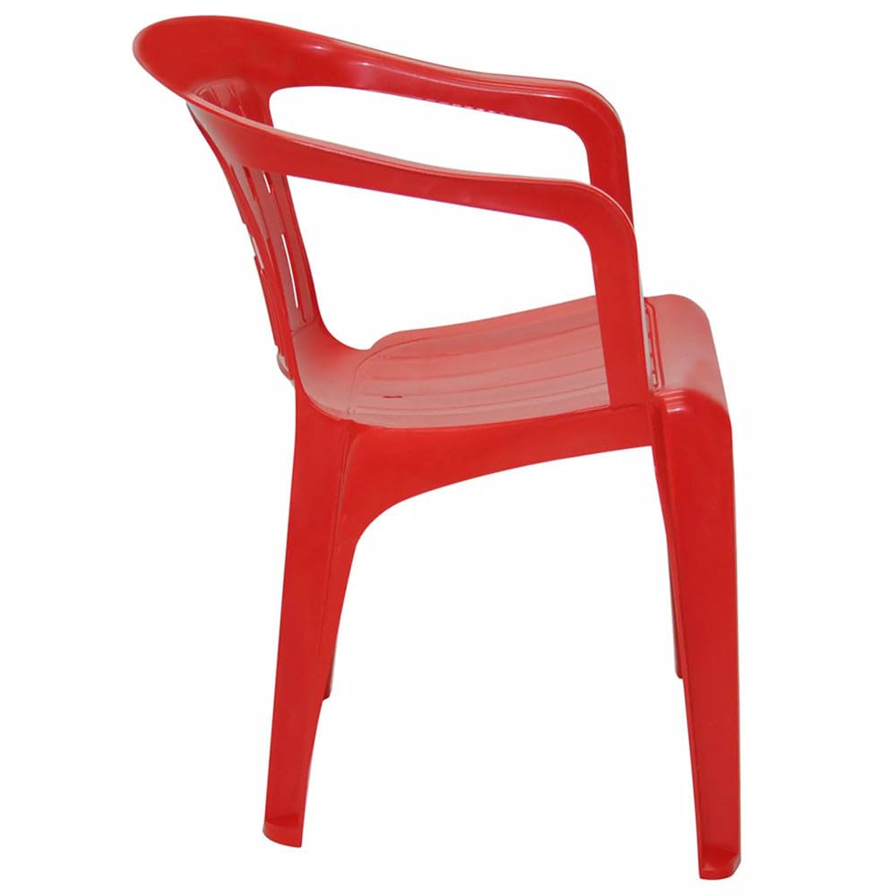 CADEIRA PLASTICA REFORÇADA COM BRAÇO VERMELHA