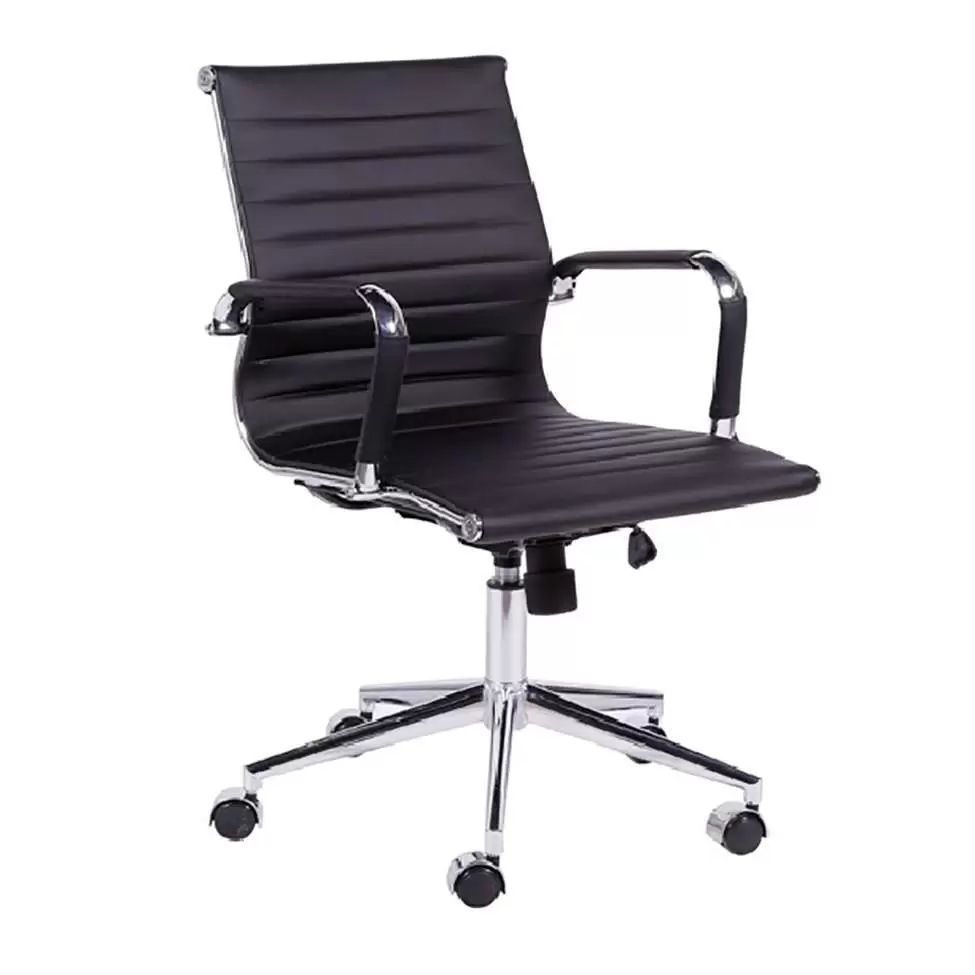 Cadeira Esteirinha Baixa Cromada Preta Base De Rodízio – Or Design