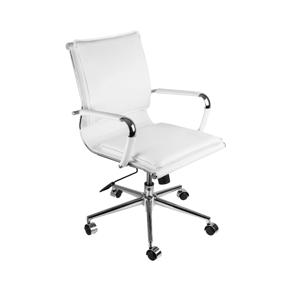Cadeira Office Valencia PU Baixa Preta e Branca – Rivatti