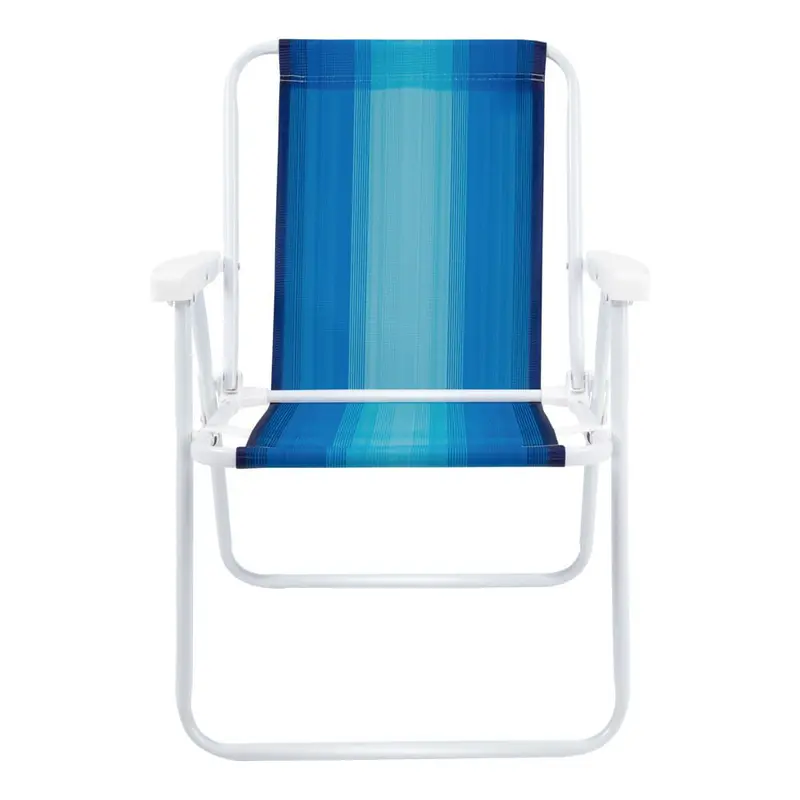 CADEIRA DE PRAIA ALTA DOBRÁVEL MOR – AZUL LISTRADA