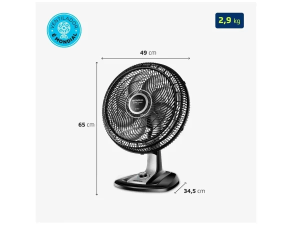 Ventilador de Mesa Mondial VTX-40-8P Turbo 40cm 3 Velocidades - Image 4