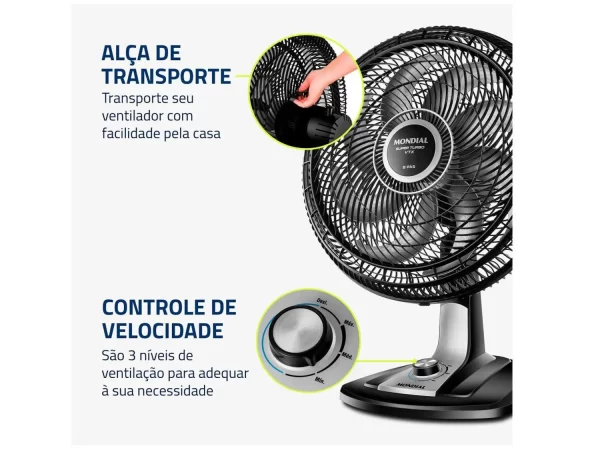 Ventilador de Mesa Mondial VTX-40-8P Turbo 40cm 3 Velocidades - Image 5