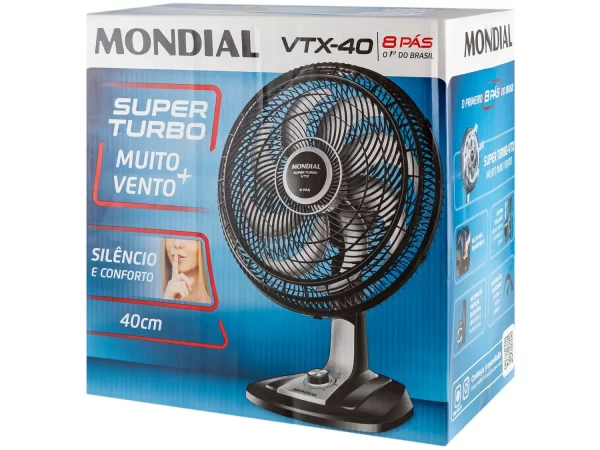 Ventilador de Mesa Mondial VTX-40-8P Turbo 40cm 3 Velocidades - Image 8