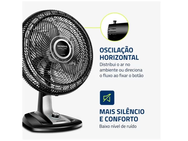 Ventilador de Mesa Mondial VTX-40-8P Turbo 40cm 3 Velocidades - Image 9