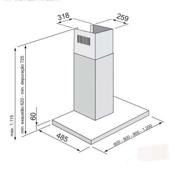 Coifa Milano de Parede 60 cm em Inox Elettromec - Image 3