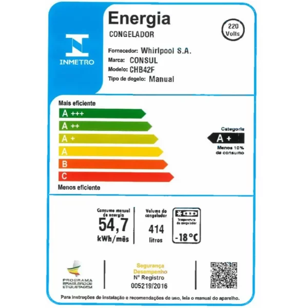 Freezer Horizontal Consul 2 portas 414L CHB42FB - Image 6