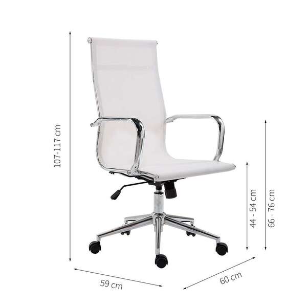 Cadeira De Escritório Presidente Giratória Com Relax Eames Star Branca - Imagem 2