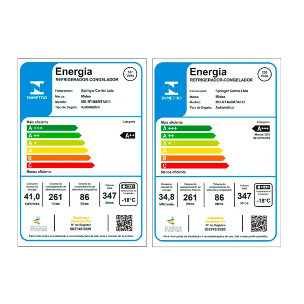 Geladeira Frost Free Duplex 347L SmartSensor Branca Midea - 220V - Image 8