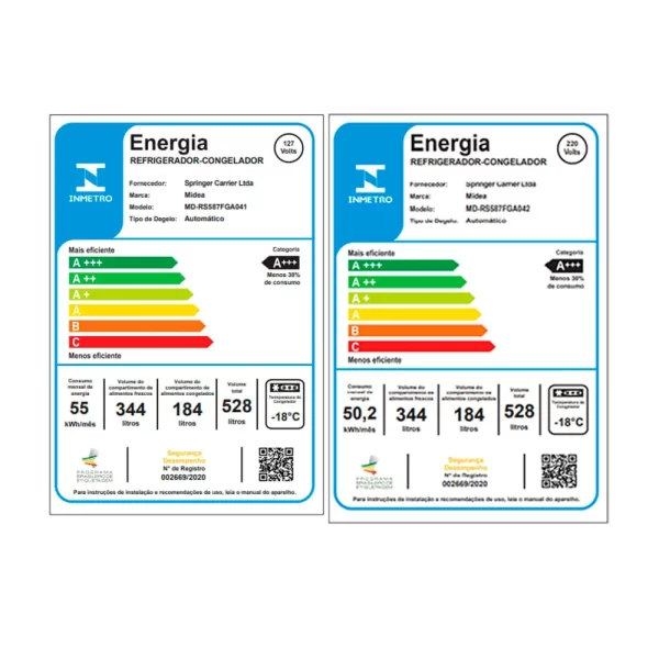 Geladeira Frost Free Side by Side 528L cor Inox Midea - 220V - Image 7