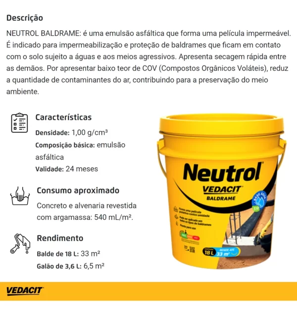 Neutrol Baldrame Impermeabilizante Base Água 18l Vedacit - Image 3