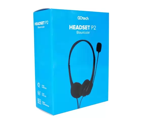 Headset P2 Go Tech 0H110 Biauricular Preto - Image 2