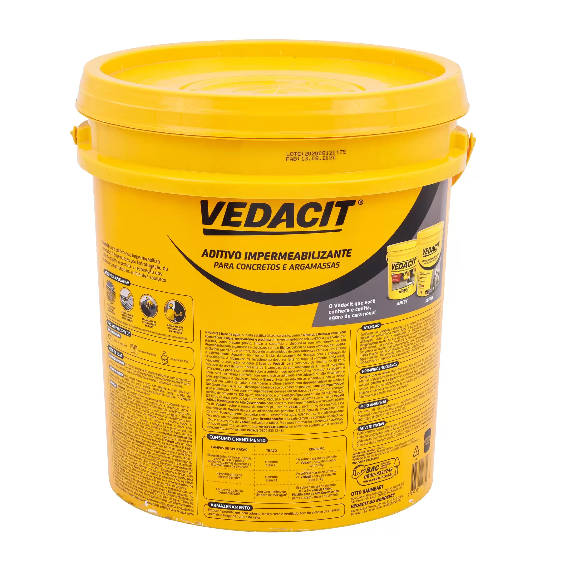 Aditivo Impermeabilizante Concreto e Argamassa 18L Vedacit - Imagem 2